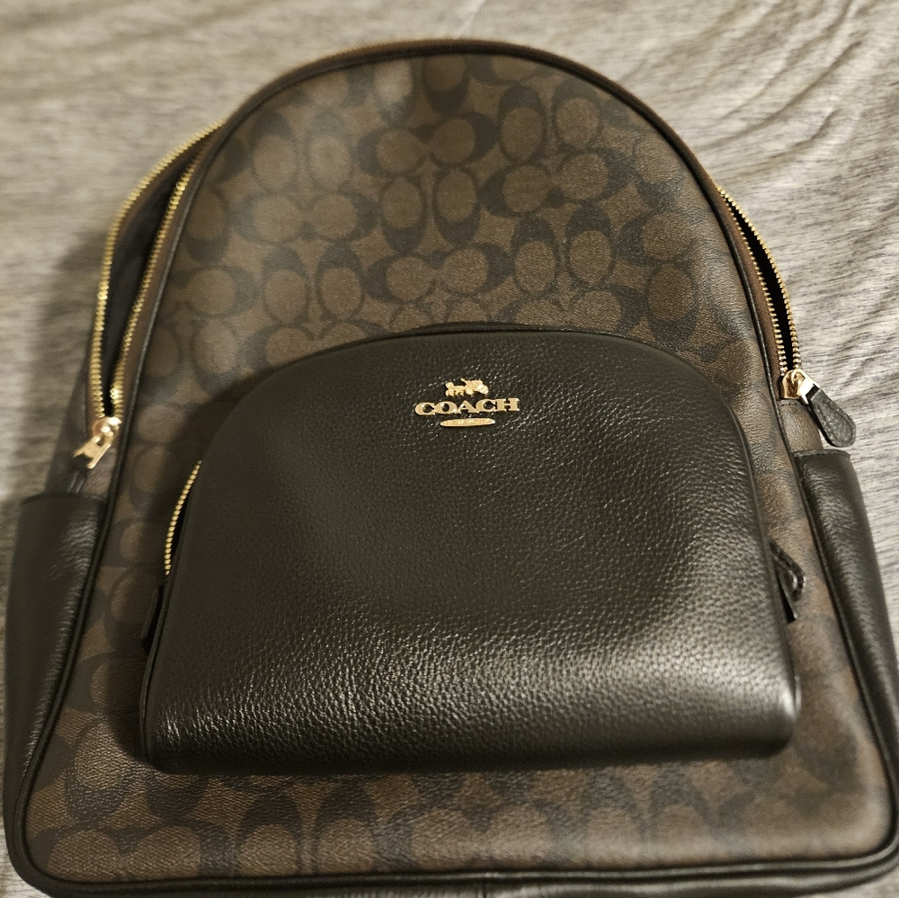 Coach Black Leather Bag with Signature Patch - Picture 1 of 4